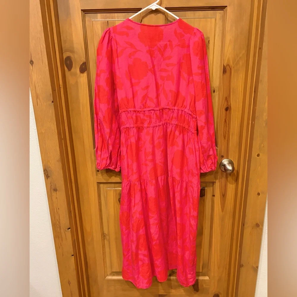 kate spade new york x Target Rose Linen Long Sleeve Maxi Dress, Pink/Red, Med - Picture 6 of 6
